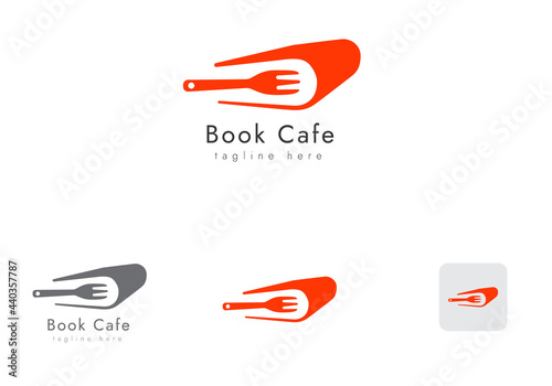 Book Cafe logo Design with abstract color cafe and restaurant art design