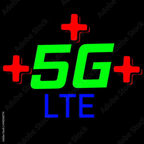 5G lte  network on black background
