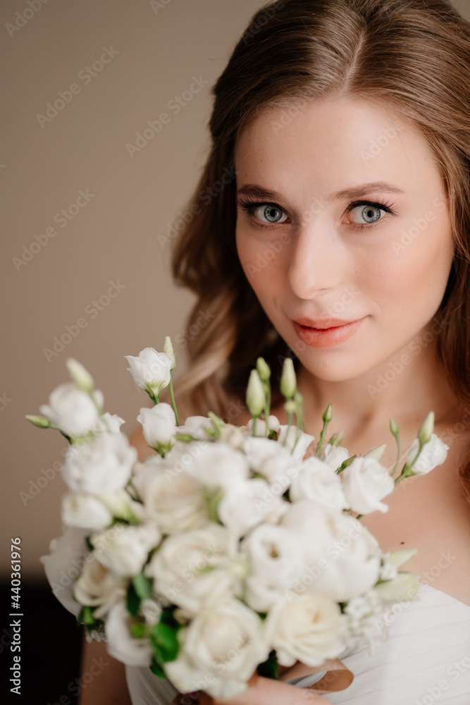 close up. portrait of a beautiful bride with a bouquet. Wedding traditions. close up. portrait of a beautiful bride with a bouquet. Wedding traditions.