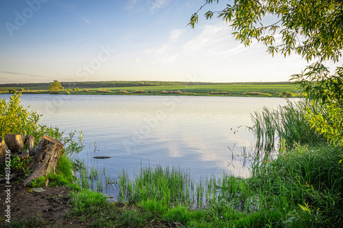 landscape of a beautiful summer lake. Russia