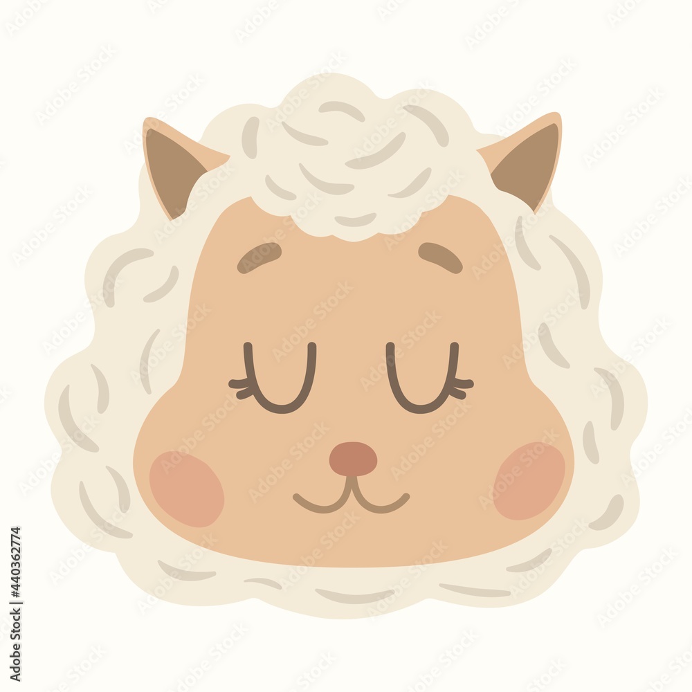 Sheep lamb face head icon set. Cute cartoon kawaii funny smiling baby character. Flat design Sheep lamb face head icon set. Cute cartoon kawaii funny smiling baby character. Flat design