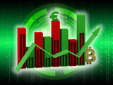 3d rendering Stock market online business concept. business Graph with Bitcoin