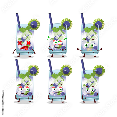 Blueberry mojito cartoon character with nope expression