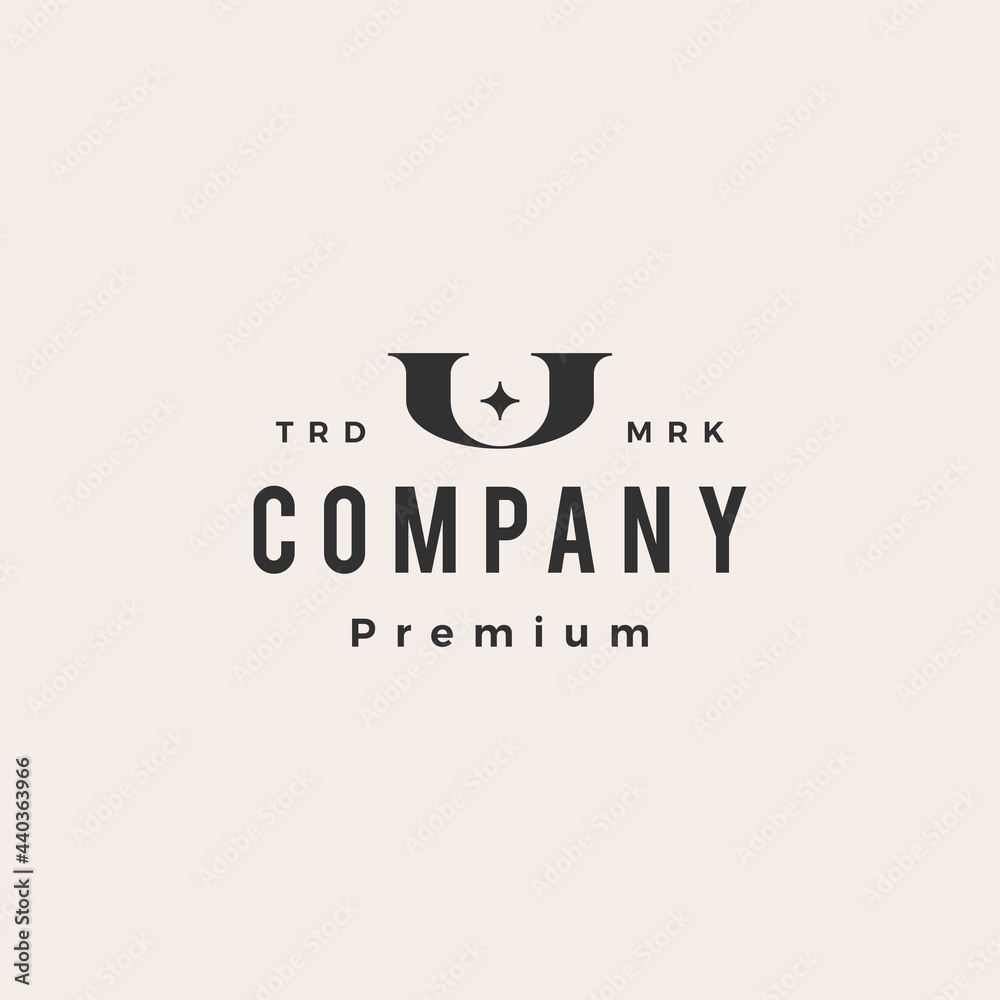 Obraz premium u letter star hipster vintage logo vector icon illustration