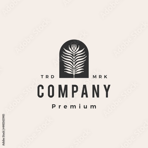 palm niche arch hipster vintage logo vector icon illustration