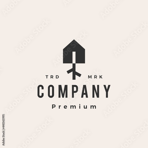 house root tree hipster vintage logo vector icon illustration