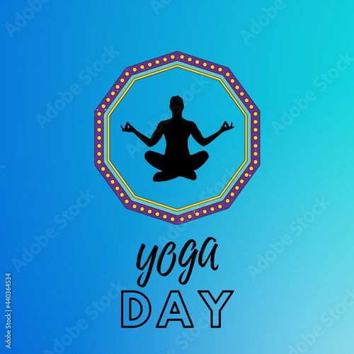 World yoga day Concept illustration with blue gradient background