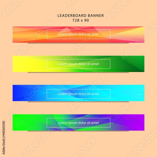 colorful leaderboard banner template design. abstract modern website banner. 