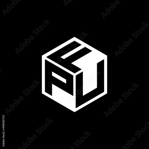 PUF letter logo design with black background in illustrator, vector logo modern alphabet font overlap style. calligraphy designs for logo, Poster, Invitation, etc.