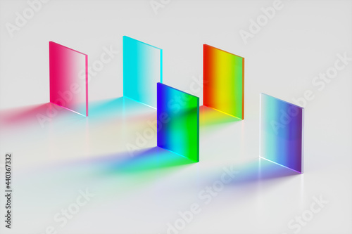 3d rendering colorful transparent glass