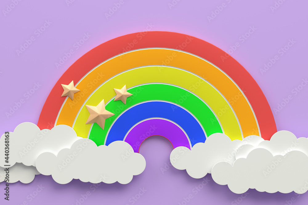 3d rendering rainbow with cloud 3d rendering rainbow with cloud