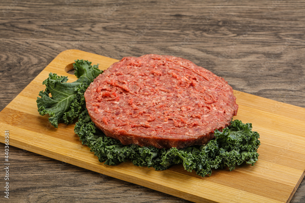 Raw beef burger cutlet for burger Raw beef burger cutlet for burger