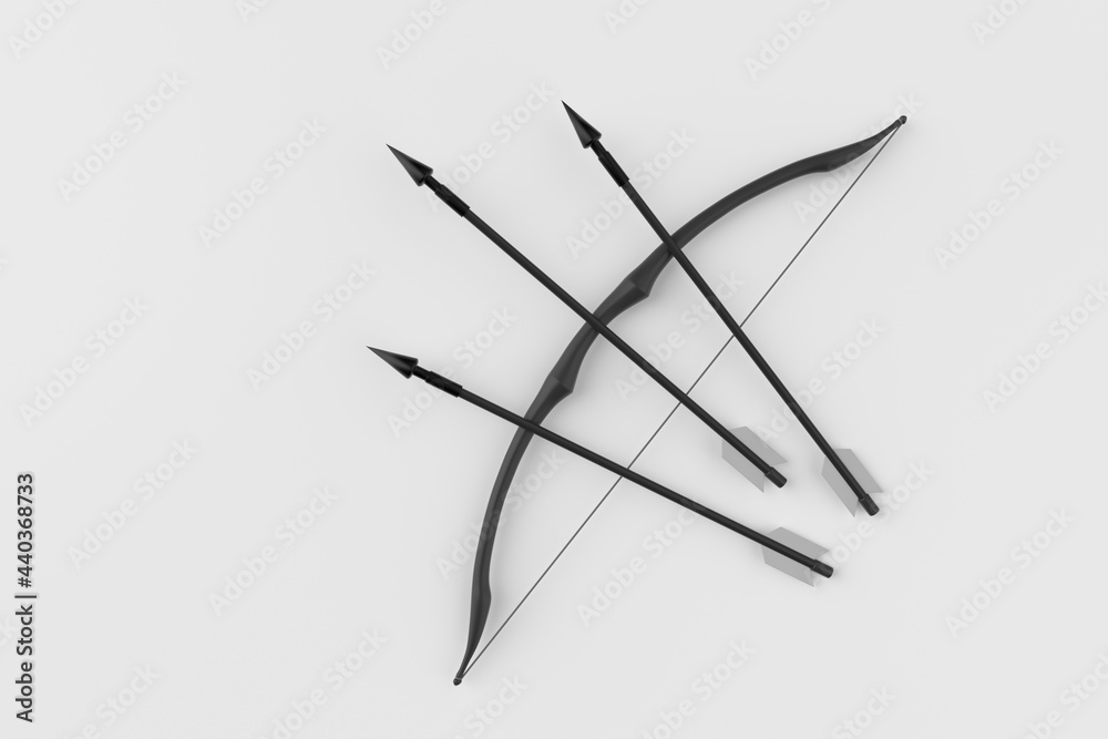 3d rendering bow and arrow 3d rendering bow and arrow