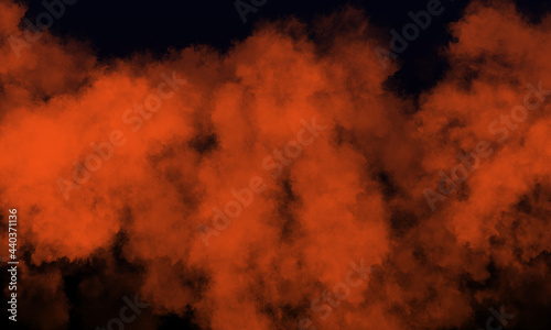 orange fog or smoke on dark space background