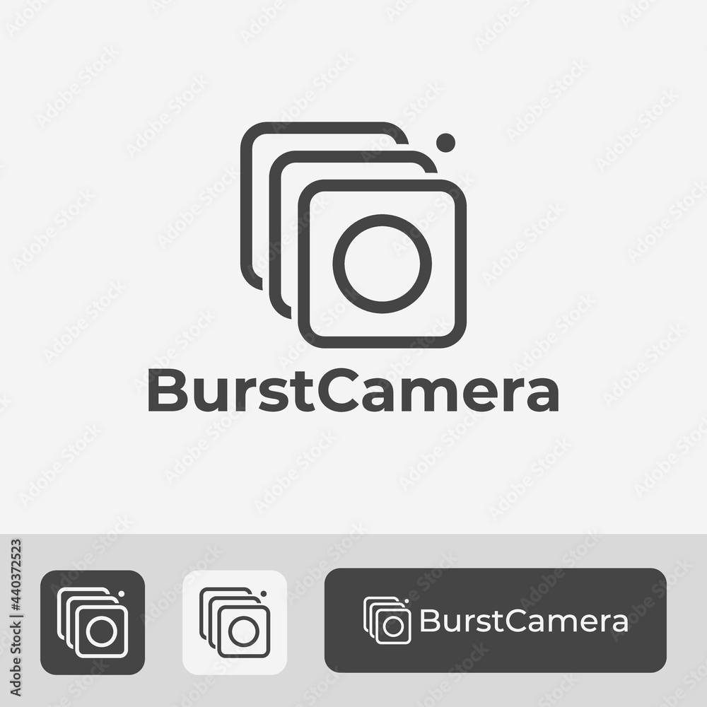 burst camera logo icon illustration, simple minimal creative symbol for photography studio