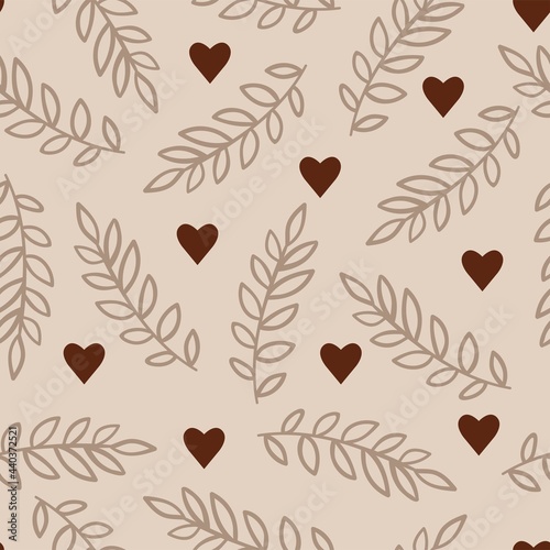 Pink small heart icon seamless pattern minimal Happy Valentine's Day card heart background Cute romantic seamless pattern Elegant pattern with branches Twigs