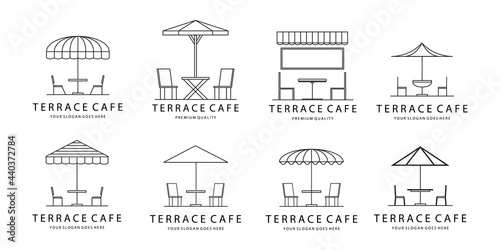 Set of Terrace Cafe Art Logo Vector Illustration Minimalist Simple Design