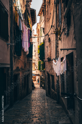 Fototapeta Naklejka Na Ścianę i Meble -  The city of Rovinj in Croatia region of Istria. a beautiful old town right by the sea, with a harbor and many small narrow streets. Old houses.