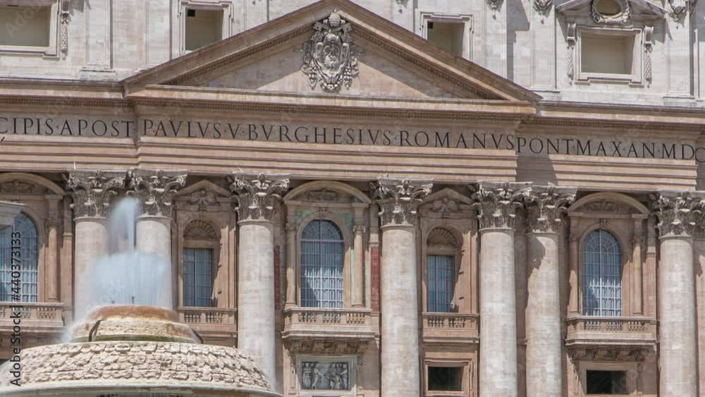 Fountain on St. Peter's square timelapse in Vatican City. Piazza San Pietro and Basilica Fountain on St. Peter's square timelapse in Vatican City. Piazza San Pietro and Basilica