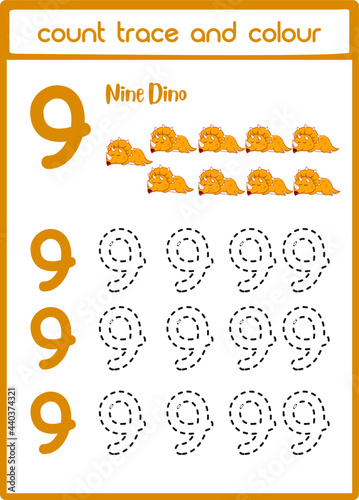 count trace and colour dino 
