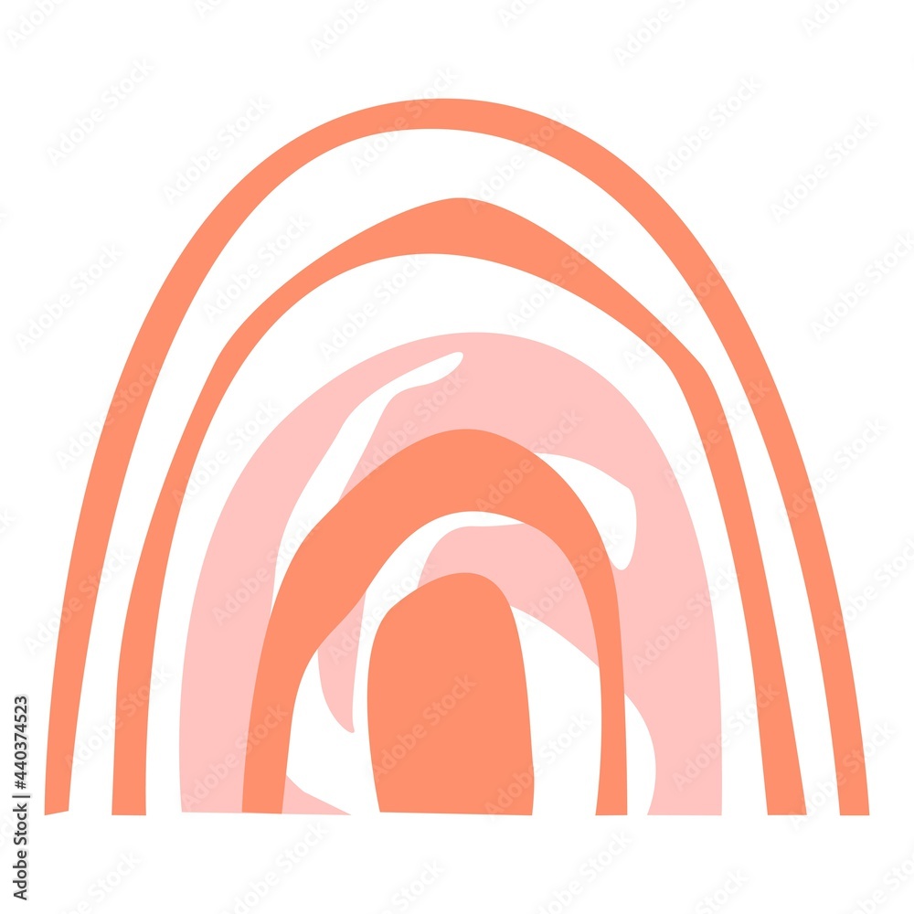 Simple rainbow in Scandinavian minimalist style. Pink and orange color. For kids room wall decor, kids print poster, t-shirt design Simple rainbow in Scandinavian minimalist style. Pink and orange color. For kids room wall decor, kids print poster, t-shirt design