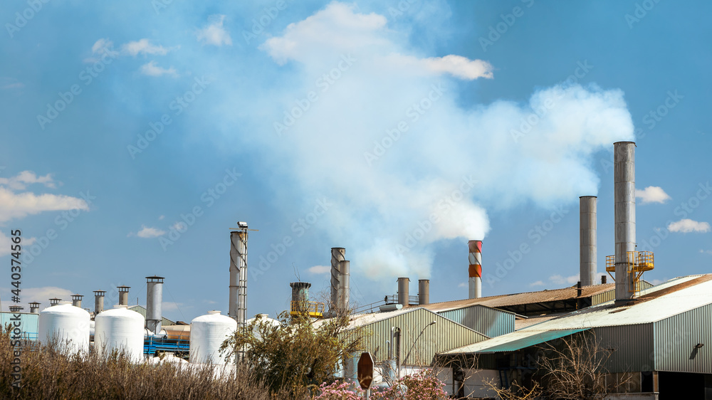 Industrial landscape view of power plant form industry zone. Pollution concept. Industrial landscape view of power plant form industry zone. Pollution concept.