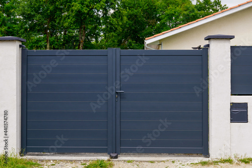 portal steel aluminum grey metal gate modern door home of garden house
