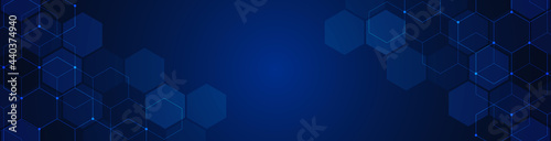 Abstract background with geometric shapes and hexagon pattern.