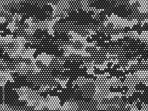 Camouflage seamless pattern. Abstract camo from hexagonal elements. Military texture. Print on fabric and clothing. Vector