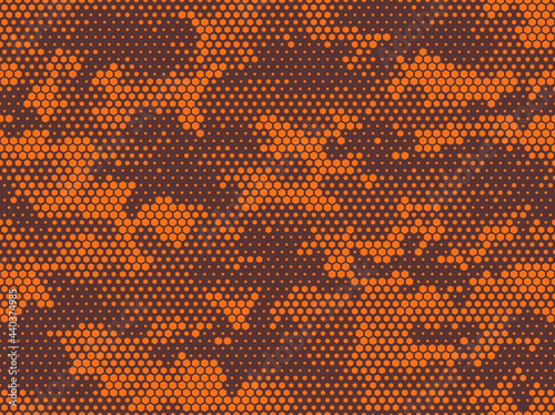 Camouflage seamless pattern. Abstract camo from hexagonal elements. Military texture. Print on fabric and clothing. Vector
