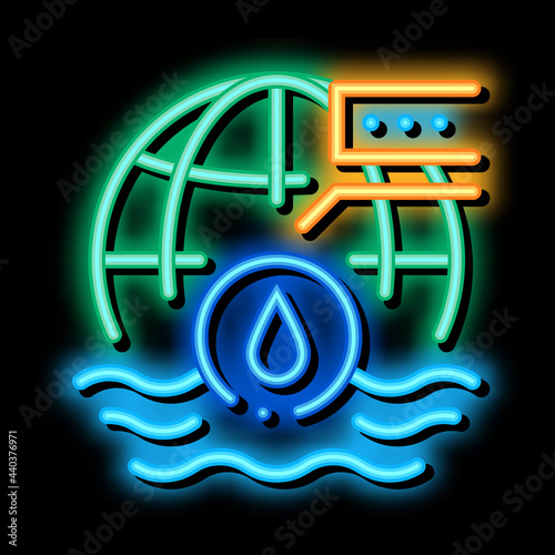 oceanology science neon light sign vector. Glowing bright icon oceanology science sign. transparent symbol illustration