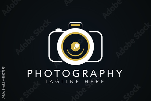 Minimalist camera photography design with smile logo design