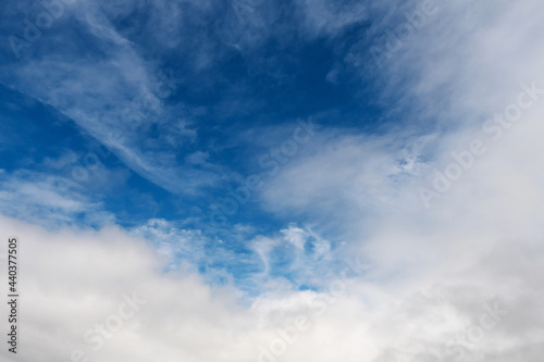 Blue cloudy sky background. Nature wallpaper