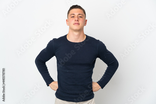 Young caucasian man isolated on white background angry © luismolinero