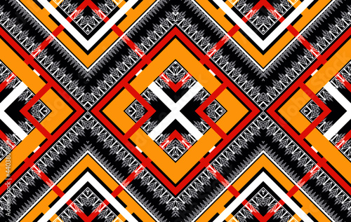Ikat ethnic pattern seamless. Traditional embroidery orientalist pattern. Aztec fabric carpet mandala ornament native boho chevron textile decoration. Geometric vector illustrations background.