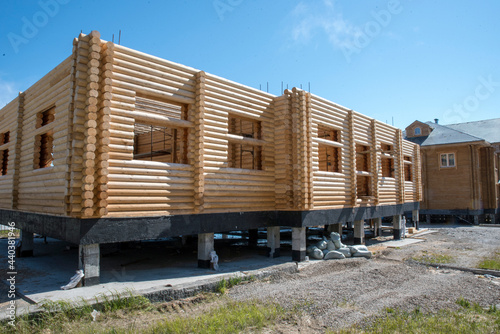 Construction of wooden house, exterior