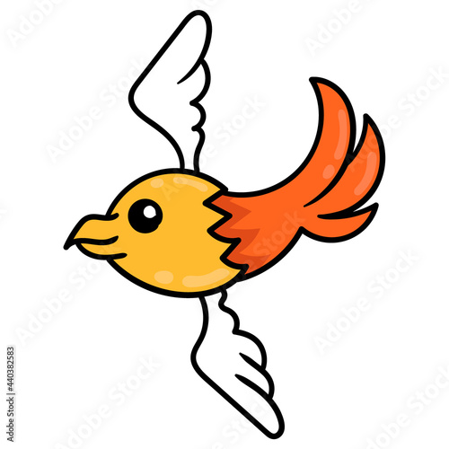 strange shaped bird flying with its wings, doodle icon image kawaii