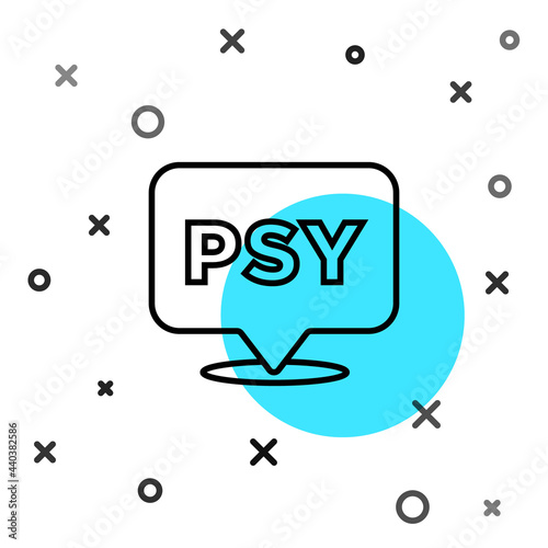 Black line Psychology icon isolated on white background. Psi symbol. Mental health concept, psychoanalysis analysis and psychotherapy. Random dynamic shapes. Vector