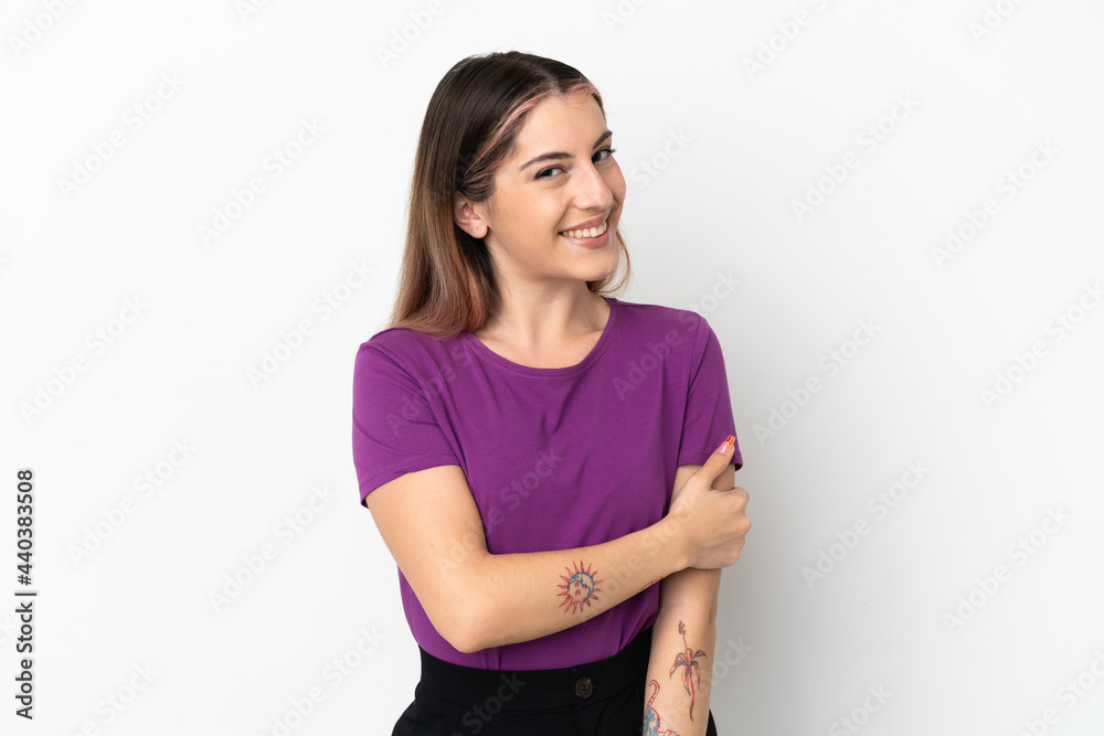 Young caucasian woman isolated on white background laughing Young caucasian woman isolated on white background laughing