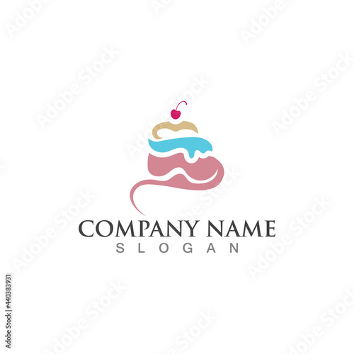 Cake and bakery sweet logo template design image concept bakery shop