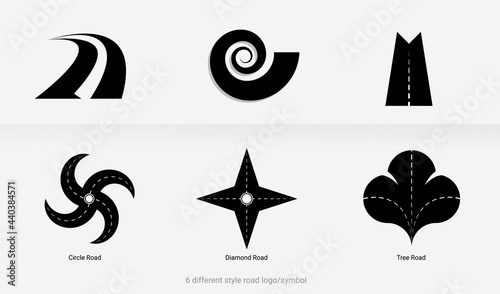 6 different style road logo-symbol
Isolated black color road on white background vector illustrations set