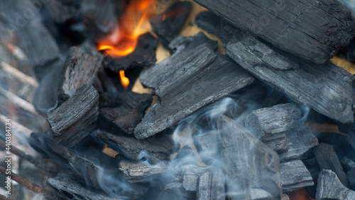 Coal in fire in a barbecue