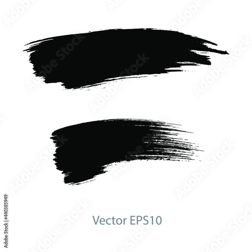 brush strokes watercolor background. Vector black paint
