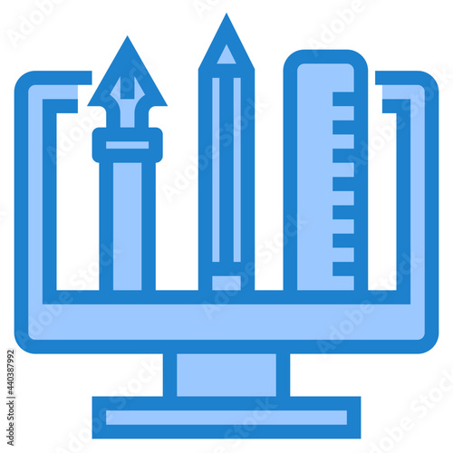 Computer blue style icon