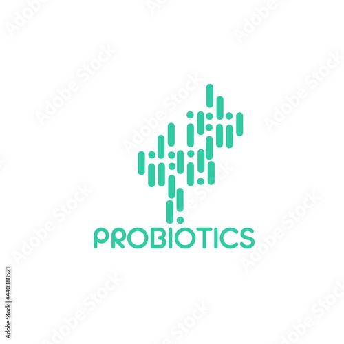 Probiotics logo. Bacteria logo. Concept of healthy nutrition ingredient for therapeutic purposes. Simple flat style trend modern logotype graphic design isolated
