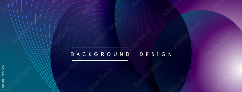 Gradient circles with shadows. Vector techno abstract background. Modern overlapping forms wallpaper background, design template