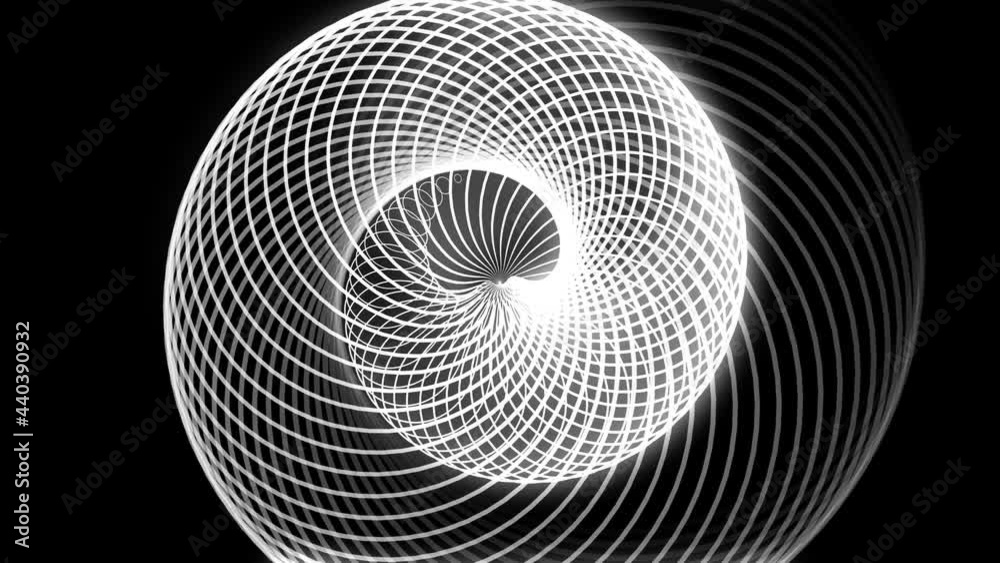 Animation of abstract shapes on black background.