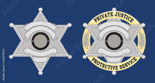Six point Sheriff Star Badge and Banners - Vectors (EPS)