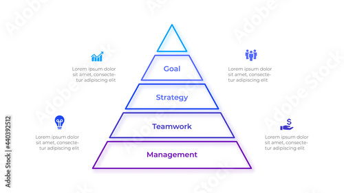 Thin line pyramid infographic with 5 options or steps. Template for business presentation. Vector info graphic element