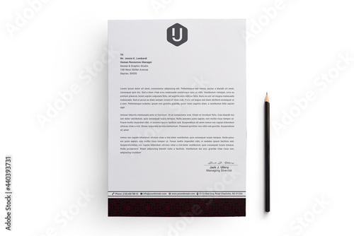 Letterhead template design minimalist simple. Clean And Modern Creative Corporate Letterhead Design Template.   Print ready letterhead template. A4 page Letterhead design.  Vector illustration